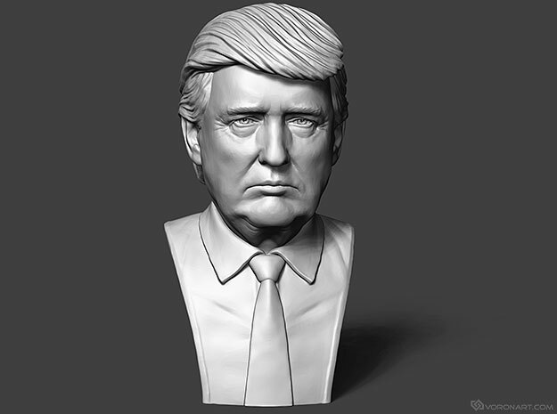 Donald Trump. Portrait bust in White Natural Versatile Plastic