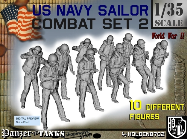 1-35 US Navy Sailors Combat SET 2 in Tan Fine Detail Plastic