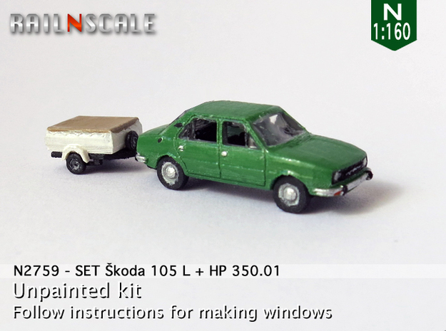 SET Skoda 105 L + HP 350.01 (N 1:160) in Tan Fine Detail Plastic