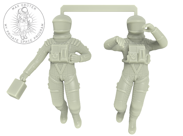 SF Astronauts Floating Study in White Natural Versatile Plastic: 1:48