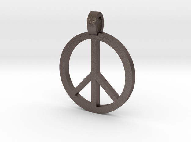 Peace Symbol Pendant in Polished Bronzed Silver Steel