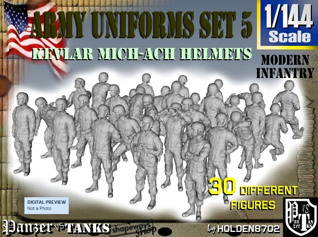 1-144 Army Modern Uniforms Set5 in Tan Fine Detail Plastic