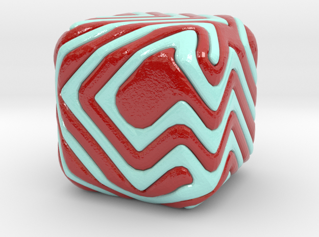 Cube patchwork spiral in Glossy Full Color Sandstone