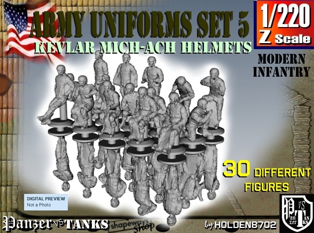 1-220 Army Modern Uniforms Set5 in Clear Ultra Fine Detail Plastic