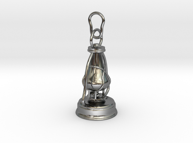 Kerosene lamp - pendant in Fine Detail Polished Silver