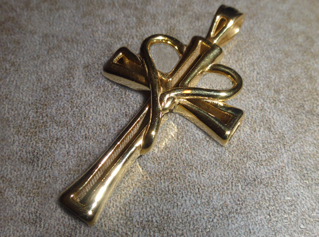 Heart Cross Pendant in 18k Gold Plated Brass