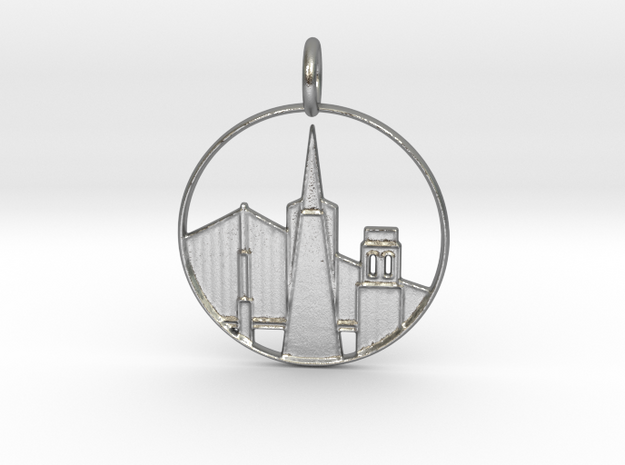 San Francisco Pendant With Loop in Natural Silver
