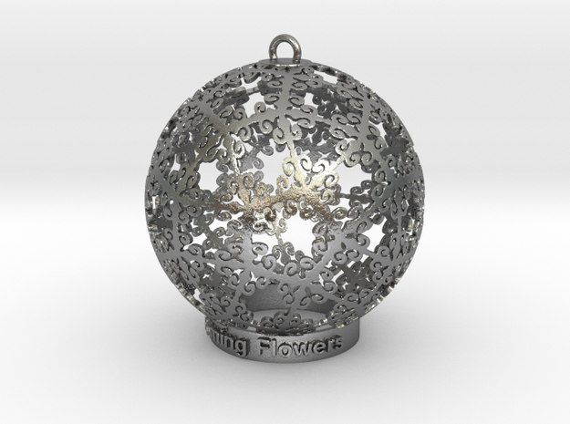 Blooming Flowers Ornament for Lighting in Natural Silver