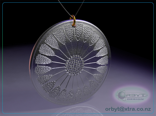 Asterolampra eximia pendant ~ 35mm (1&1/3 inch) in Polished Silver