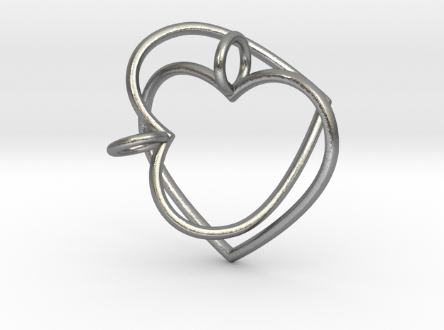 Two Hearts Interlocking in Natural Silver (Interlocking Parts)