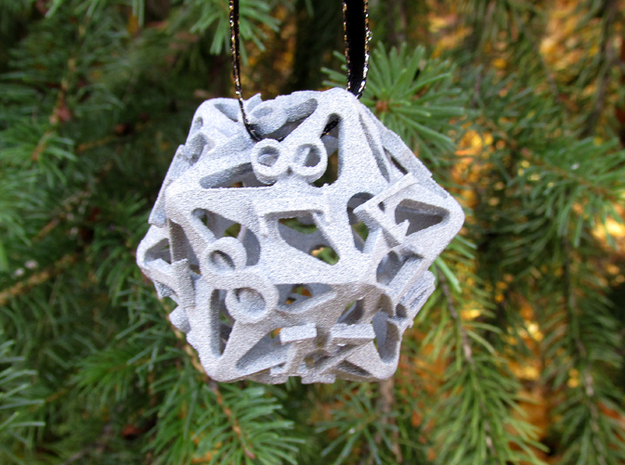 Pinwheel d20 Ornament in White Natural Versatile Plastic