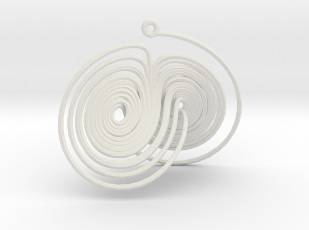 Lorenz Attractor System Necklace in White Natural Versatile Plastic