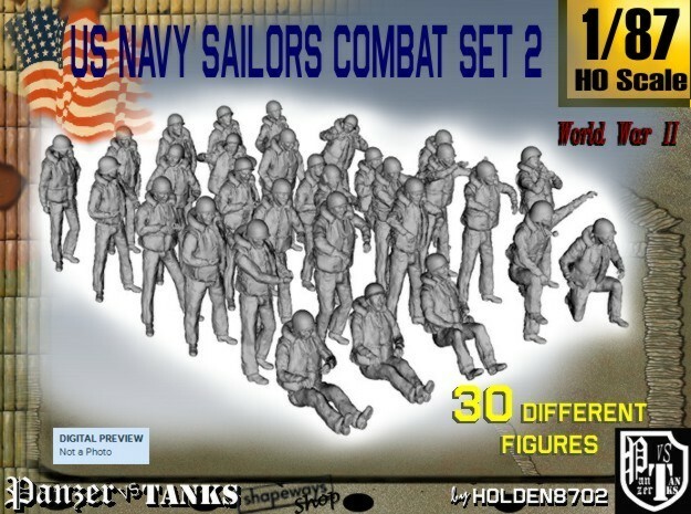 1/87 US Navy Sailors Combat SET 2 in Tan Fine Detail Plastic