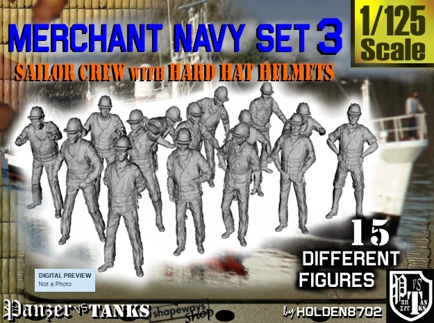1-125 Merchant Navy Set 3 in Tan Fine Detail Plastic
