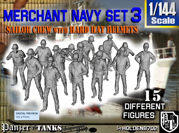 1-144 Merchant Navy Set 3 in Tan Fine Detail Plastic