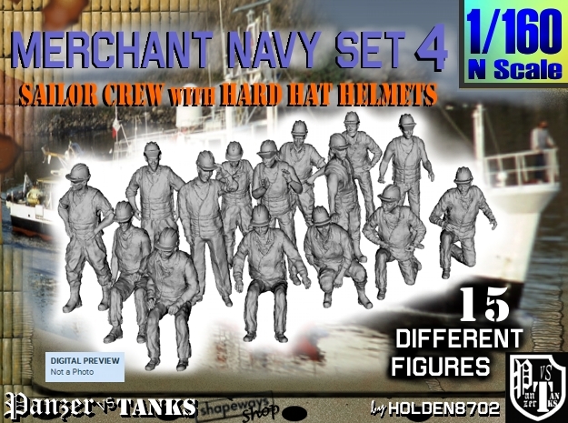 1-160 Merchant Navy Set 4 in Tan Fine Detail Plastic