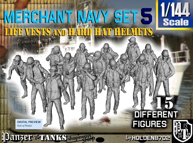 1/144 Merchant Navy Set 5 in Tan Fine Detail Plastic