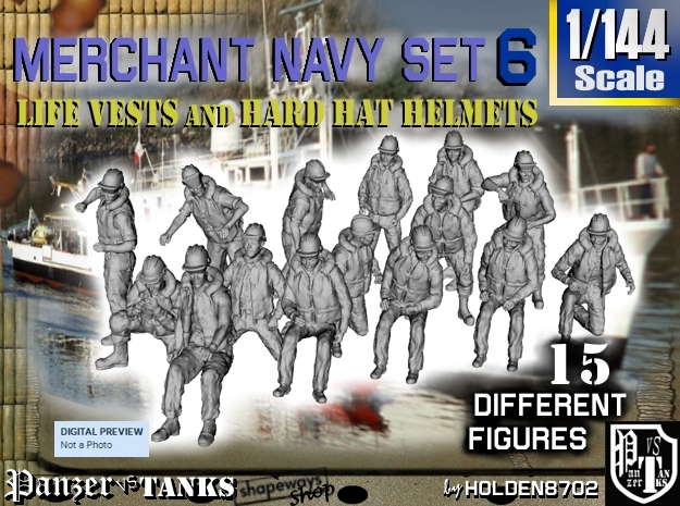 1-144 Merchant Navy Set 6 in Tan Fine Detail Plastic