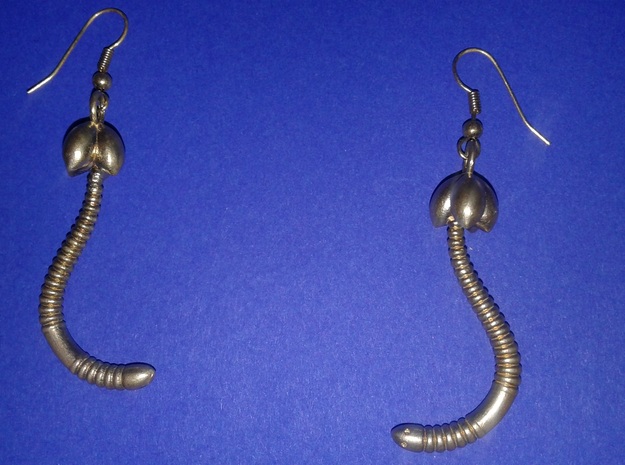d. "Life of a worm" Part 4 - "Baby worm" earrings in Natural Brass