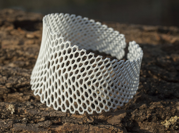 Honeycomb Bracelet  in White Natural Versatile Plastic