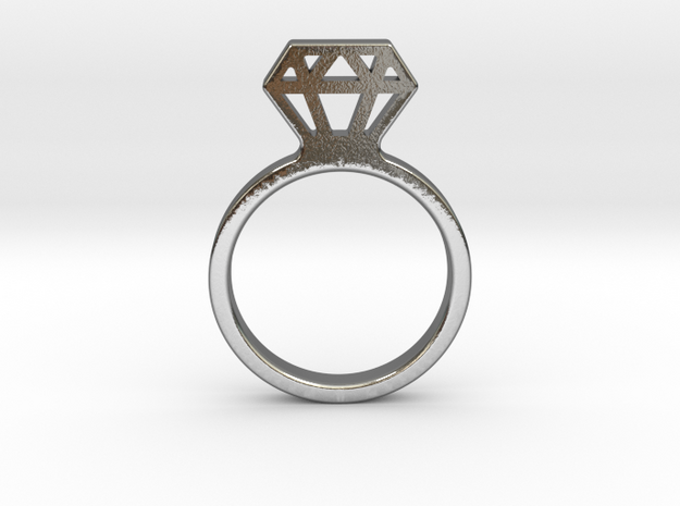Diamond ring Ginetta in Polished Silver: Small