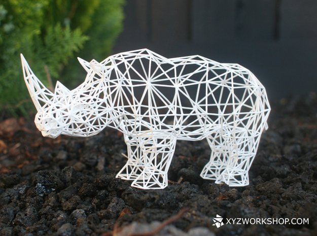 Digital Safari- Rhino (Large) in White Natural Versatile Plastic