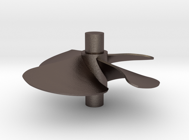 4 blade 5 inch left hand propeller  in Polished Bronzed Silver Steel