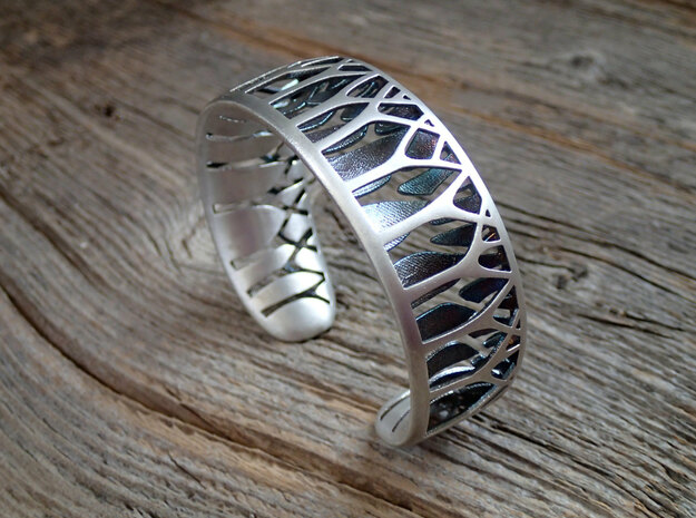 Forest for the Trees Cuff in Polished Silver: Small