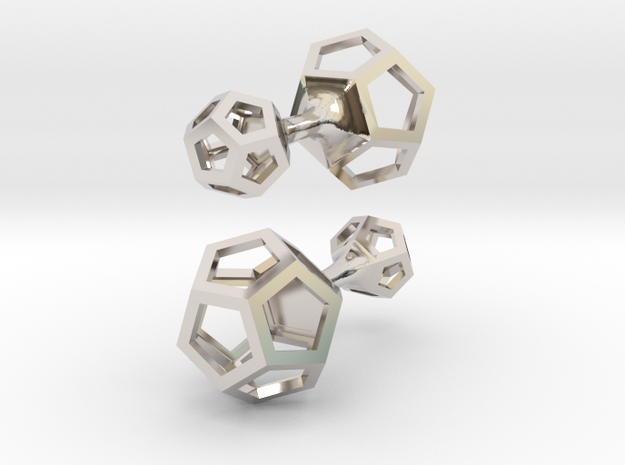 Dodecahedron cufflinks in Rhodium Plated Brass