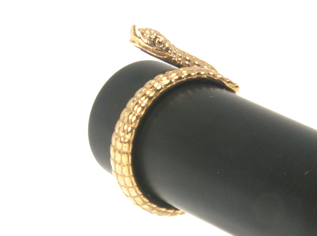Hognose Snake Ring US4 / Fountain Pen Roll-stopper in Polished Bronze