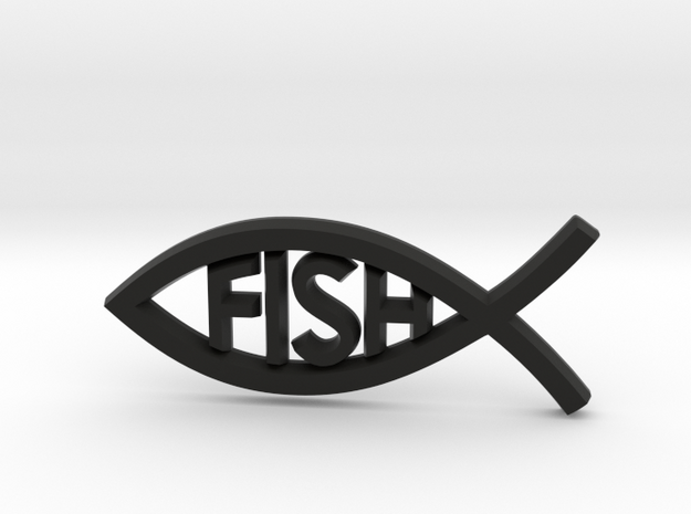 Literal Fish Emblem in Black Natural Versatile Plastic: Medium