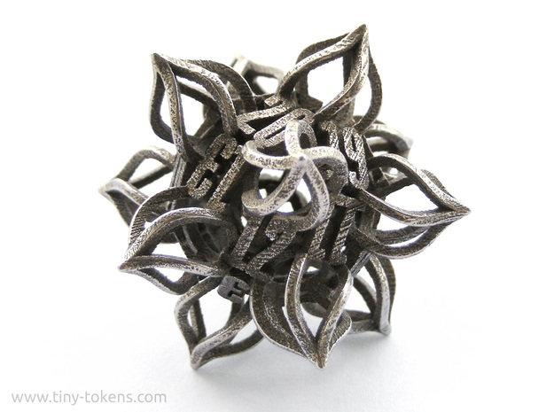 'Kaladesh' D20 Spindown Life Counter in Polished Bronzed Silver Steel