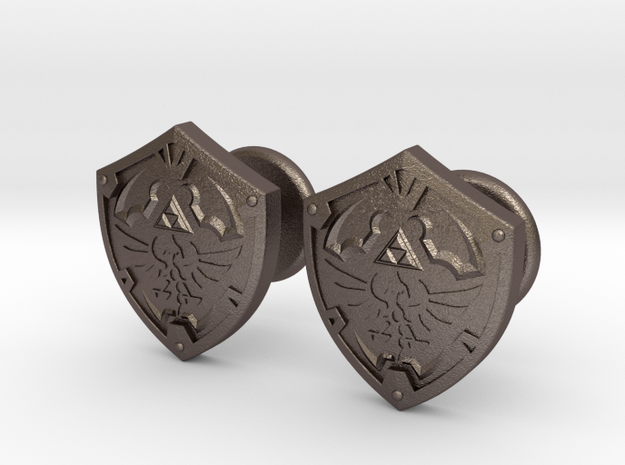 Hylian Shield Cufflinks in Polished Bronzed Silver Steel
