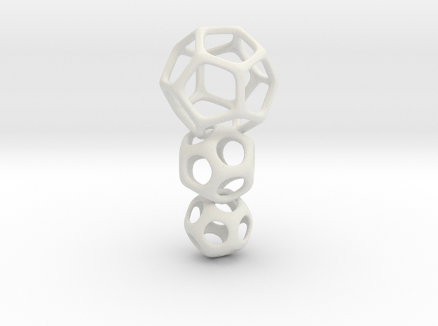 Interlocked Platonic Pendant - 3pts in White Natural Versatile Plastic