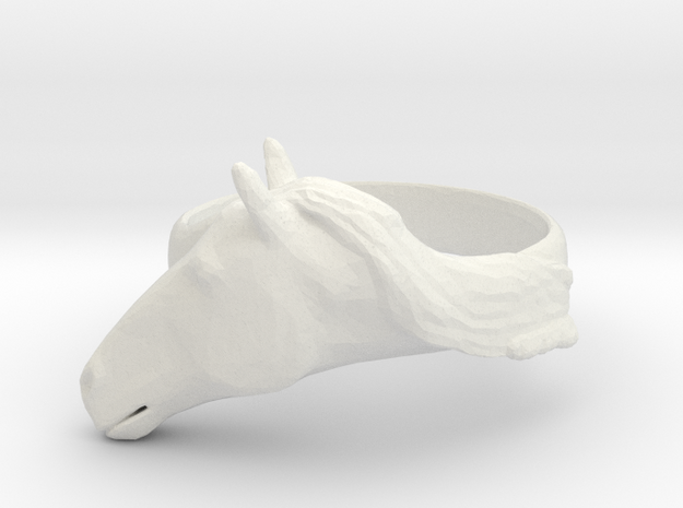 Horse Ring - Unspecified Size in White Natural Versatile Plastic