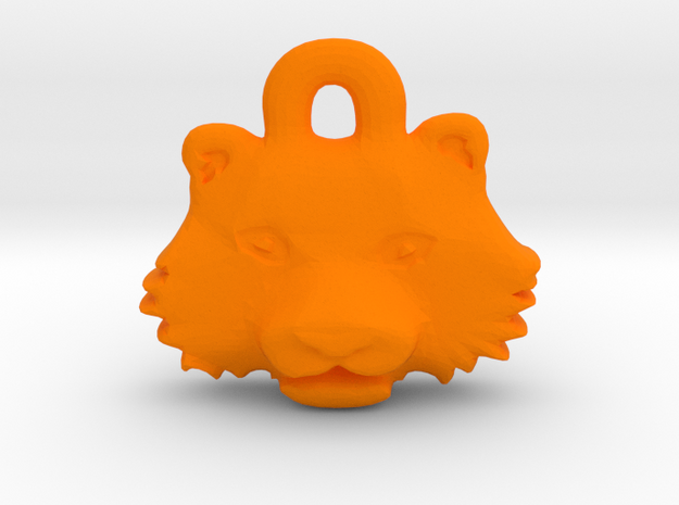Tiger Face Pendant Charm in Orange Processed Versatile Plastic