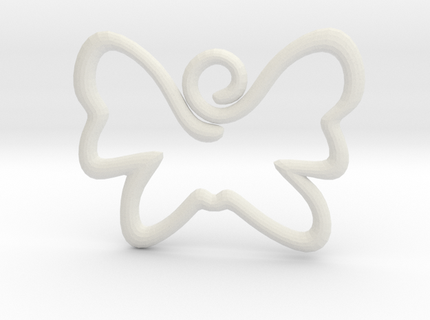 Swirly Butterfly Pendant Charm in White Natural Versatile Plastic