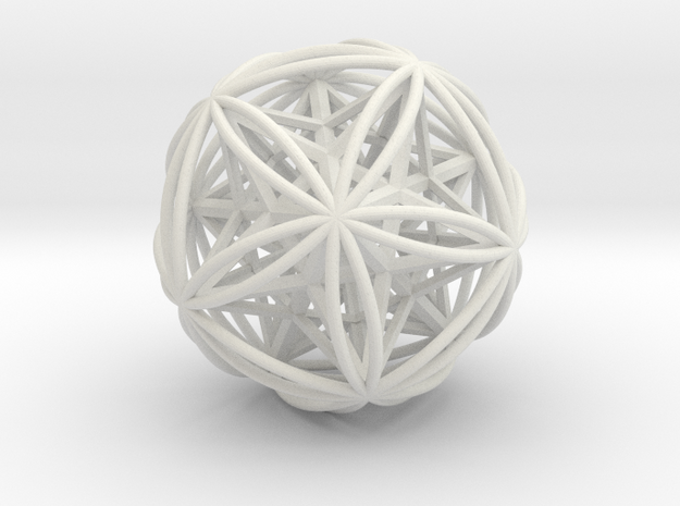 Icosasphere w/Nest Stellated Dodecahedron 1.8" in White Natural Versatile Plastic