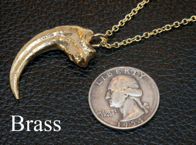 Velociraptor Claw pendant in Polished Bronzed Silver Steel