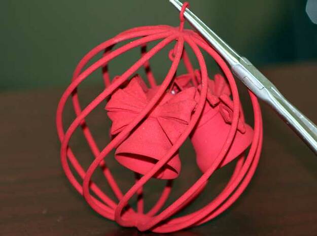 4" Christmas globe bells in Red Processed Versatile Plastic