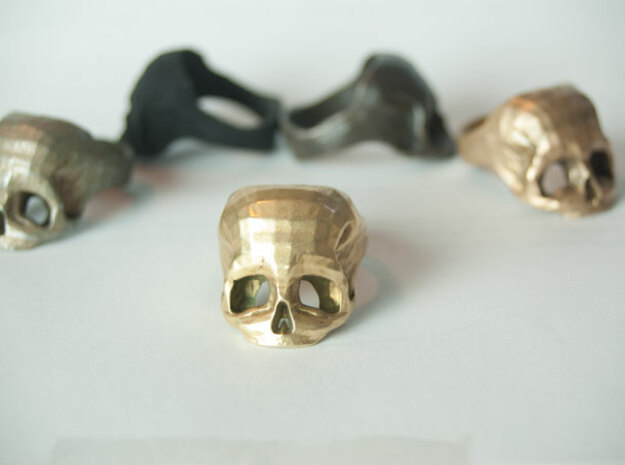 Skull Ring US 10 by Bits to Atoms in Polished Bronze