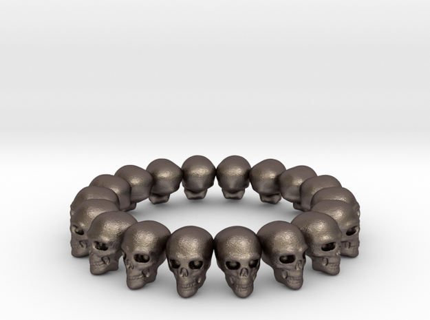Skulls ring in Polished Bronzed Silver Steel: 9 / 59