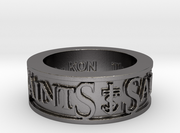 Saints Member Ring Size 10.5 in Polished Nickel Steel