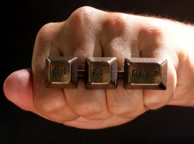  Ctrl+Alt+Del Statement Ring in Polished Bronze Steel: 9 / 59