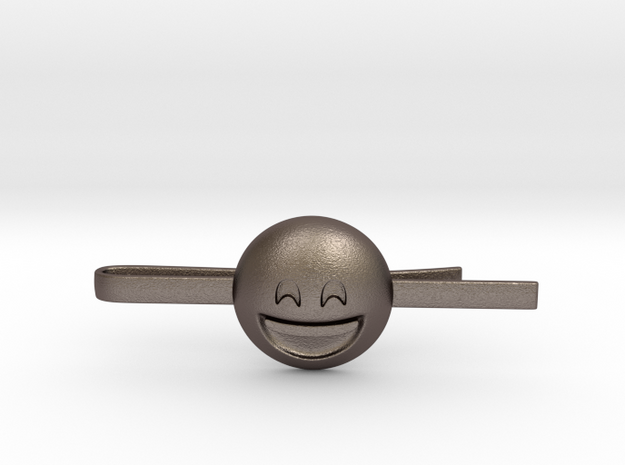 Smiling Eyes Tie Clip in Polished Bronzed Silver Steel