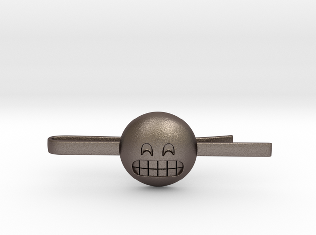 Grinning Tie Clip in Polished Bronzed Silver Steel