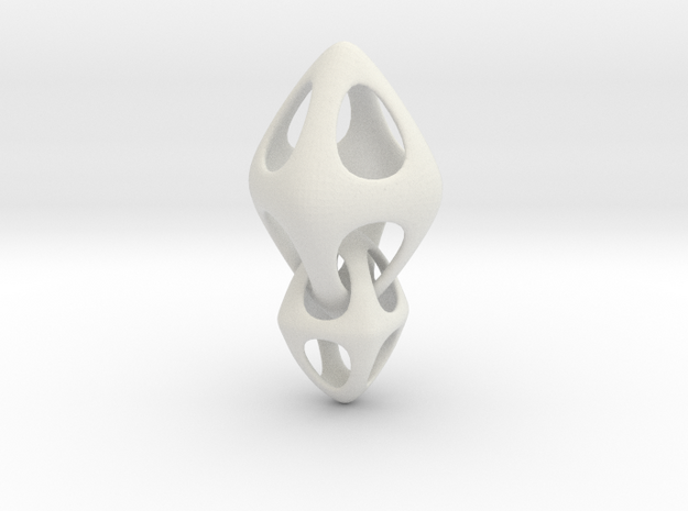 Tetrahedron Double Interlocked in White Natural Versatile Plastic