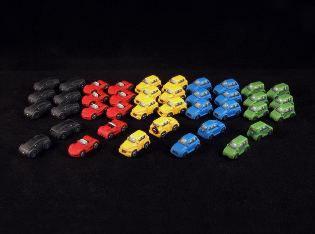 Miniature cars, 5 models x 8 (40pcs) in White Processed Versatile Plastic