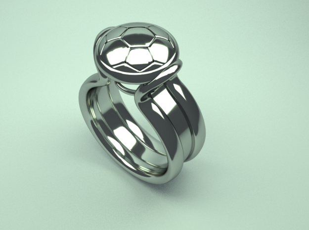 Soccer-ball-ring in Polished Silver: 9 / 59