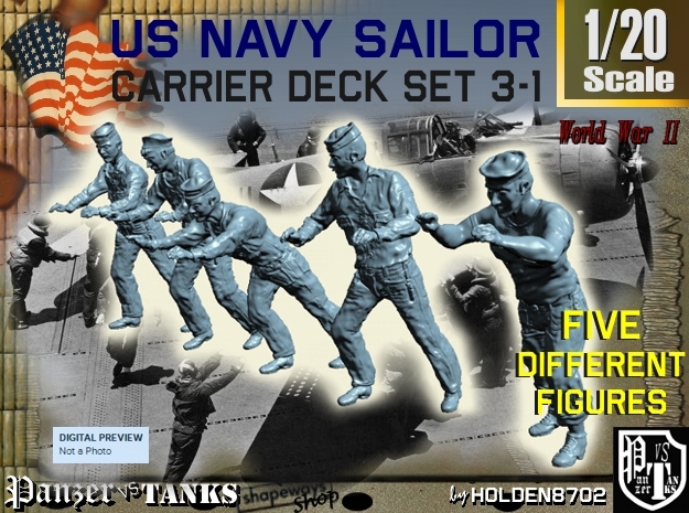 1-20 US Navy Carrier Deck Set 3-1 in White Natural Versatile Plastic